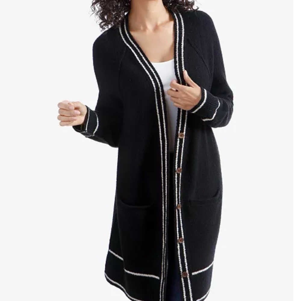 Lucky Brand Varsity-Stripe Sweater Coat‎ Size Medium